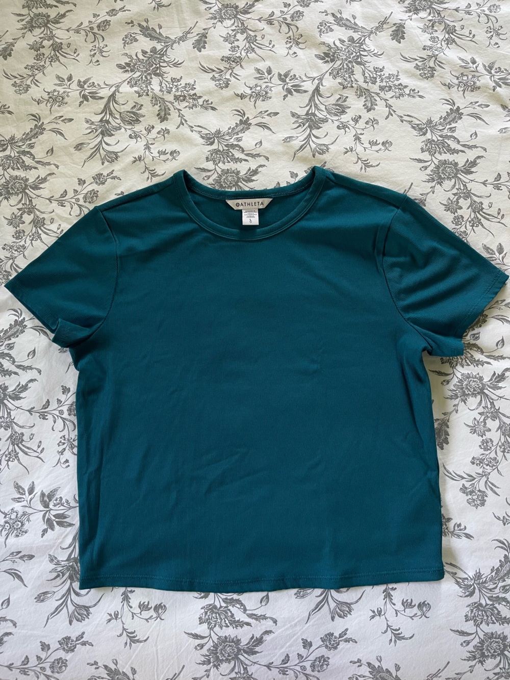Athleta Signature Rib Crop Tee Coastal Teal